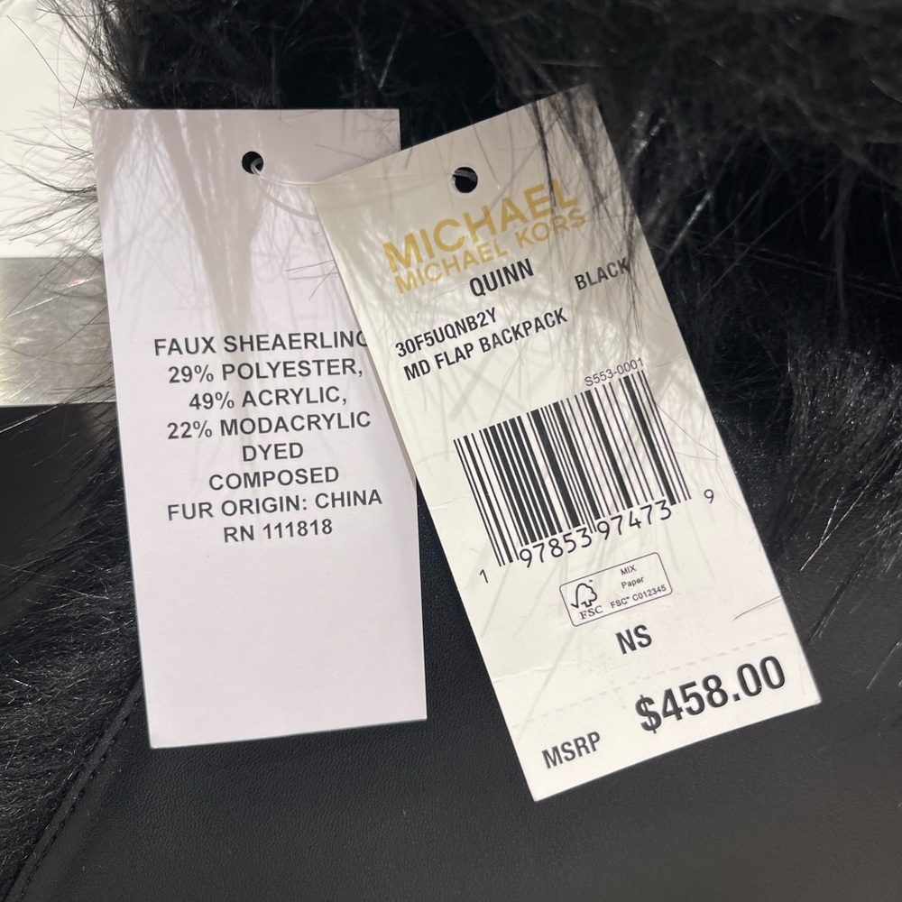 MICHAEL MICHAEL KORS Quinn Medium Flap Faux Fur Backpack
Black 
NWT - Picture 13 of 16